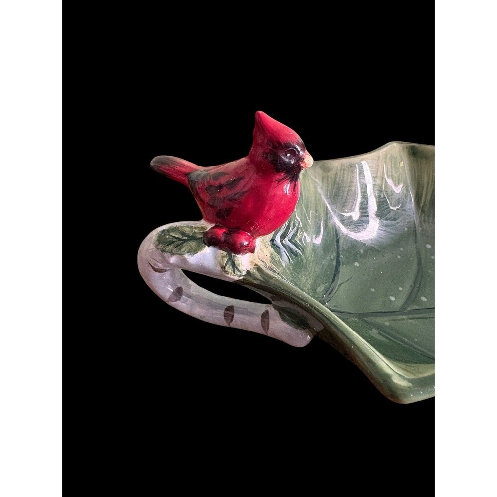 Certified International Susan Winget Cardinal Holly Leaf Candy Dish Christmas - Picture 4 of 9
